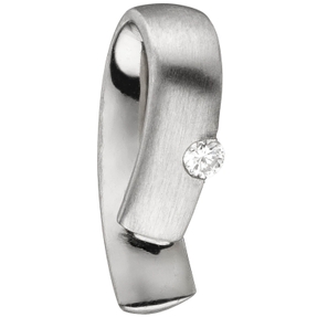 Anhänger Halsschmuck mit Diamant Brillant, gebogen, 950 Platin, teilmattiert Anhänger Halsschmuck mit Diamant Brillant, gebogen, 950 Platin, teilmattiert