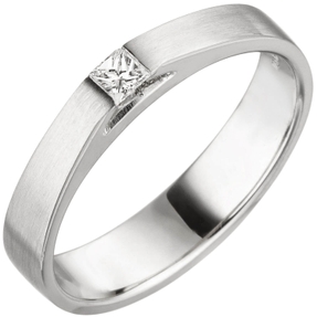 Ring Solitär Damenring mit Diamant Brillant W/SI im Princess-Schliff, 950 Platin
