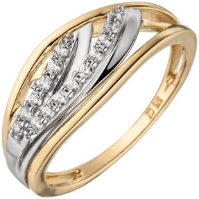 Ring eleganter Damenring mit weißen Zirkonia 375 Gold Gelbgold Fingerschmuck