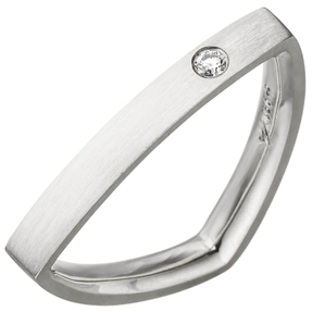 Ring Damenring in Dreiecksform mit Diamant Brillant aus 950 Platin, mattiert