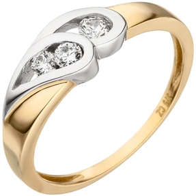 Ring Damenring 2 Tropfen mit weißen Zirkonia 375 Gold Gelbgold Fingerschmuck Ring Damenring 2 Tropfen mit weißen Zirkonia 375 Gold Gelbgold Fingerschmuck