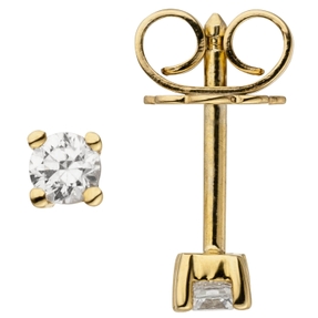 Ohrstecker Solitär Ohrringe mit 2 Diamanten Brillanten, 585 Gold Gelbgold Ohrstecker Solitär Ohrringe mit 2 Diamanten Brillanten, 585 Gold Gelbgold