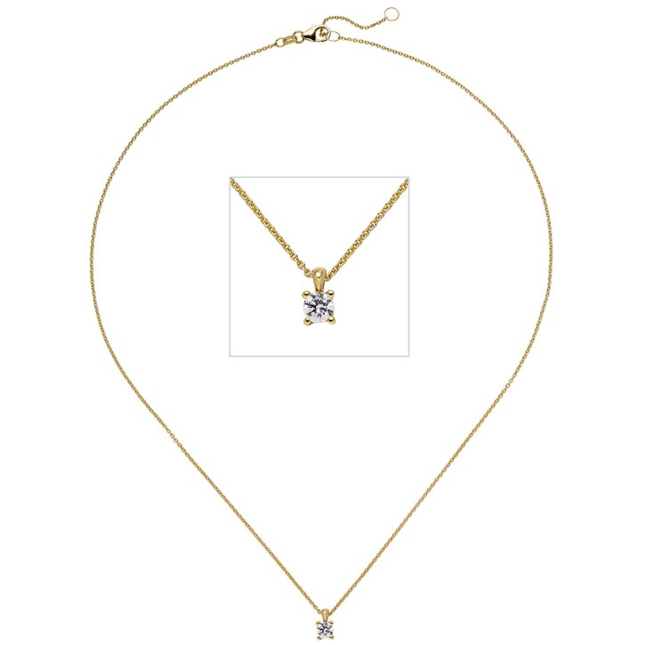 Ankerkette mit Solitär Brillant 585 Gelbgold 45cm
