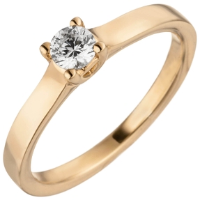 Ring Solitär Damenring mit Diamant Brillant, schlicht, 585 Gold Rotgold Rosegold Ring Solitär Damenring mit Diamant Brillant, schlicht, 585 Gold Rotgold Rosegold