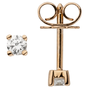 Ohrstecker Solitär Ohrringe mit 2 Diamanten Brillanten 585 Gold Rotgold Rosegold Ohrstecker Solitär Ohrringe mit 2 Diamanten Brillanten 585 Gold Rotgold Rosegold