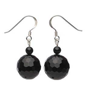 Ohrringe Ohrhänger aus Onyx & 925 Silber Ø14mm facettiert Ohrschmuck für Damen