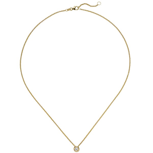 Ankerkette mit Solitär Brillant 585 Gelbgold 45cm