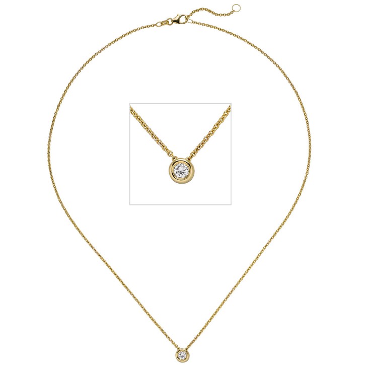 Ankerkette mit Solitär Brillant 585 Gelbgold 45cm