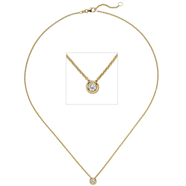Ankerkette mit Solitär Brillant 585 Gelbgold 45cm