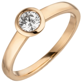 Ring Solitär Damenring mit Diamant Brillant, rund, 585 Gold Rotgold Rosegold Ring Solitär Damenring mit Diamant Brillant, rund, 585 Gold Rotgold Rosegold