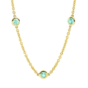 Collier aus 750 Gold Gelbgold 13 Smaragde 1,3ct grün L:45cm Zarge Collier aus 750 Gold Gelbgold 13 Smaragde 1,3ct grün L:45cm Zarge