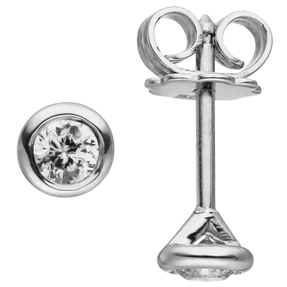 Ohrstecker Solitär Ohrringe mit 2 Diamanten Brillanten, rund 585 Gold Weißgold Ohrstecker Solitär Ohrringe mit 2 Diamanten Brillanten, rund 585 Gold Weißgold