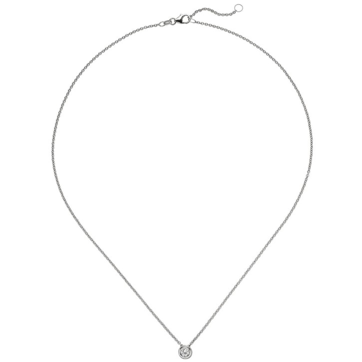 Ankerkette mit Solitär Brillant 585 Weißgold 45cm
