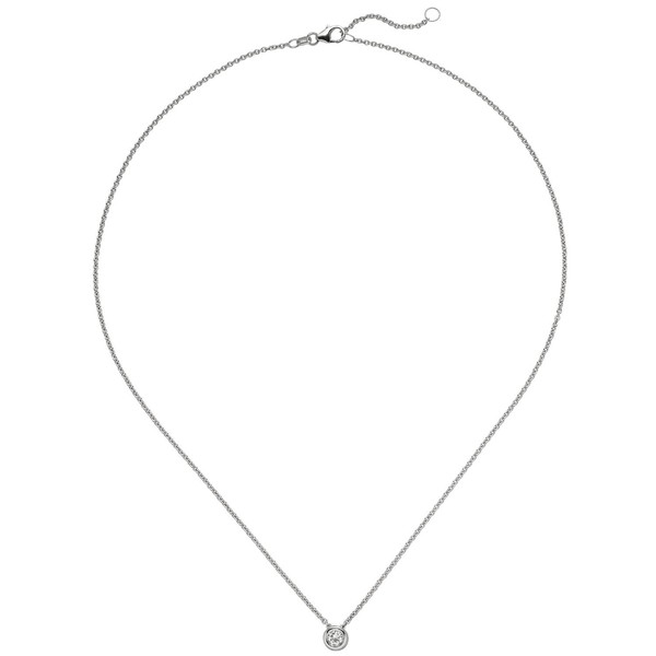 Ankerkette mit Solitär Brillant 585 Weißgold 45cm