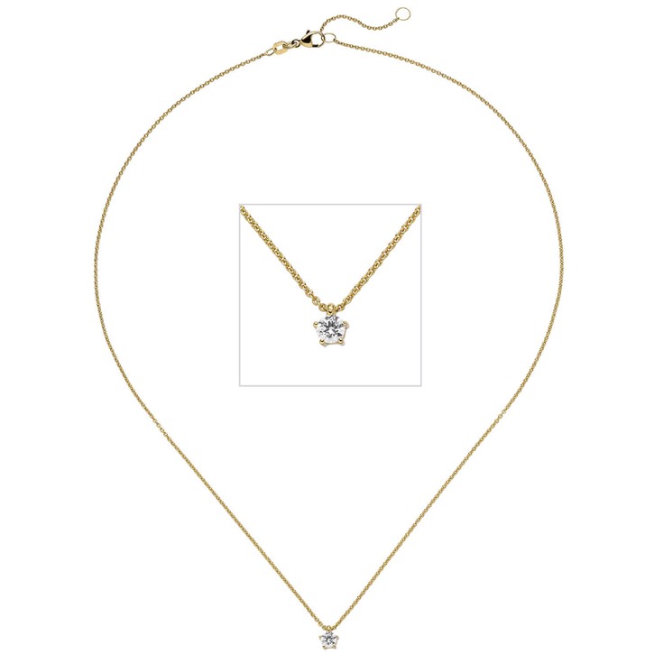 Ankerkette mit Solitär Brillant 585 Gelbgold 45cm