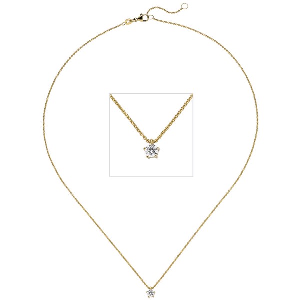 Ankerkette mit Solitär Brillant 585 Gelbgold 45cm