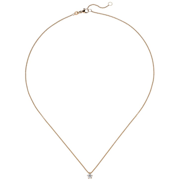 Ankerkette mit Solitär Brillant 585 Rotgold 45cm