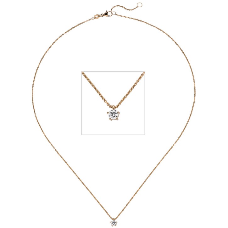 Ankerkette mit Solitär Brillant 585 Rotgold 45cm