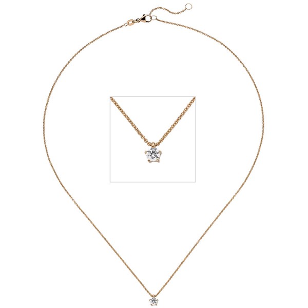 Ankerkette mit Solitär Brillant 585 Rotgold 45cm
