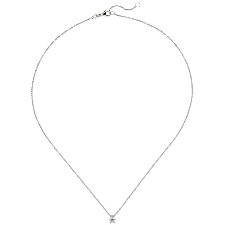Ankerkette mit Solitär Brillant 585 Weißgold 45cm