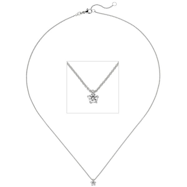 Ankerkette mit Solitär Brillant 585 Weißgold 45cm