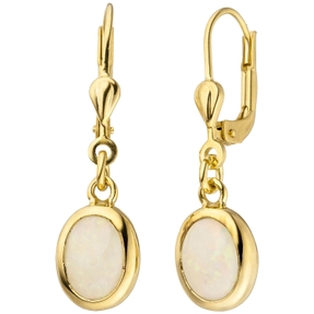 Ohrhänger Ohrringe mit Opale, oval, 585 Gold Gelbgold Goldohrringe Ohrschmuck Ohrhänger Ohrringe mit Opale, oval, 585 Gold Gelbgold Goldohrringe Ohrschmuck