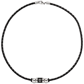 3,2mm Kette Collier aus geflochtenem Leder, Anker, Edelstahl lackiert, 45cm 3,2mm Kette Collier aus geflochtenem Leder, Anker, Edelstahl lackiert, 45cm