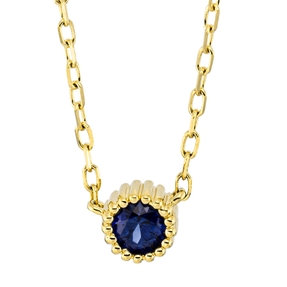 Collier aus 750 Gold Gelbgold Saphir 0,19ct blau L:45,7cm
