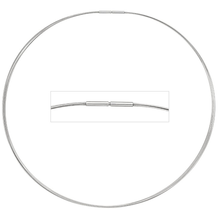 1,3mm Halsreif 5-reihig Edelstahl 42cm