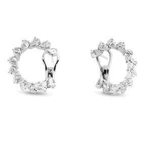 Ohrschmuck aus 750 Weißgold 24 Diamanten Tropfen-Schliff 4,64ct F-VVS 23x22,7mm