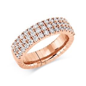 Flex-Ring 3-reihig aus 750 Gold Rotgold 45 Brillanten 1,16ct TW-SI B:6,1mm
