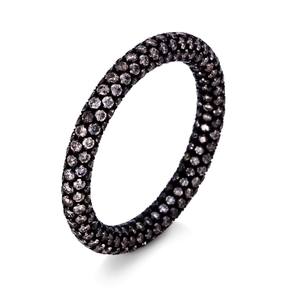 Pavé Ring aus 750 Weißgold schwarz rhodiniert 338 Brillanten 1,91ct braun S:3mm