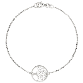 1,4mm Armband Ankerarmband mit Anhänger Lebensbaum 925 Silber Armschmuck, 19cm