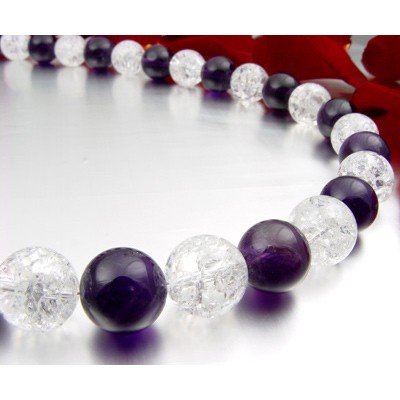 Damen Kette aus Amethyst und Bergkristall