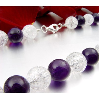 Damen Kette aus Amethyst und Bergkristall
