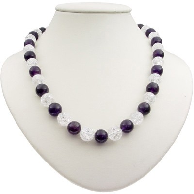 Damen Kette aus Amethyst und Bergkristall