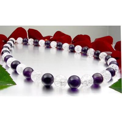 Damen Kette aus Amethyst und Bergkristall