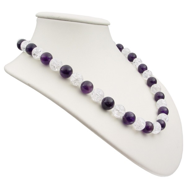 Damen Kette aus Amethyst und Bergkristall