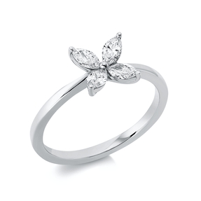 Ring aus 750 Gold Weißgold 4 Brillanten 0,38ct TW-SI B:7,5mm