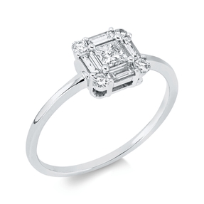 Ring 750 Gold White Gold 9 Diamonds 0.51ct TW-SI W:7mm