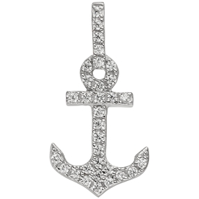 Anhänger Halsschmuck Anker Schifsanker mit weißen Zirkonia 925 Silber rhodiniert Anhänger Halsschmuck Anker Schifsanker mit weißen Zirkonia 925 Silber rhodiniert
