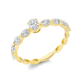 Ring aus 750 Gold Gelbgold 9 Diamanten 0,79ct TW-SI B:4,3mm