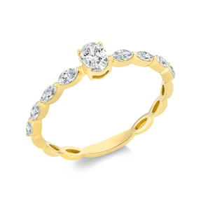 Ring aus 750 Gold Gelbgold 9 Diamanten 0,5ct TW-SI B:4,3mm