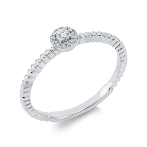 Ring aus 750 Gold Weißgold 13 Diamanten 0,09ct TW-SI B:4,7mm