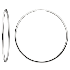 Paar Creolen 64,5mm Ohrringe, rund, 925 Silber rhodiniert, Ohrschmuck Paar Creolen 64,5mm Ohrringe, rund, 925 Silber rhodiniert, Ohrschmuck
