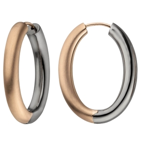 Paar Creolen 31,8mm Klappcreolen, oval, 925 Silber vergoldet Ohrringe Ohrschmuck