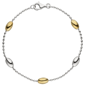 1,5mm Armband Armkette, 925 Silber, rhodiniert teilvergoldet mit Gelbgold, 19cm 1,5mm Armband Armkette, 925 Silber, rhodiniert teilvergoldet mit Gelbgold, 19cm