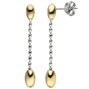 Ohrhänger Ohrringe mit Kettchen, 925 Silber, vergoldet mit Gelbgold Ohrschmuck