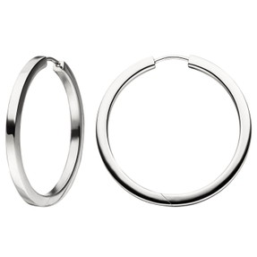 Paar Creolen 36,4mm Klappcreolen, rund, 925 Silber rhodiniert Ohrschmuck