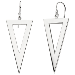 Ohrhaken moderne Ohrringe Dreiecke aus 925 Silber rhodiniert, Ohrschmuck